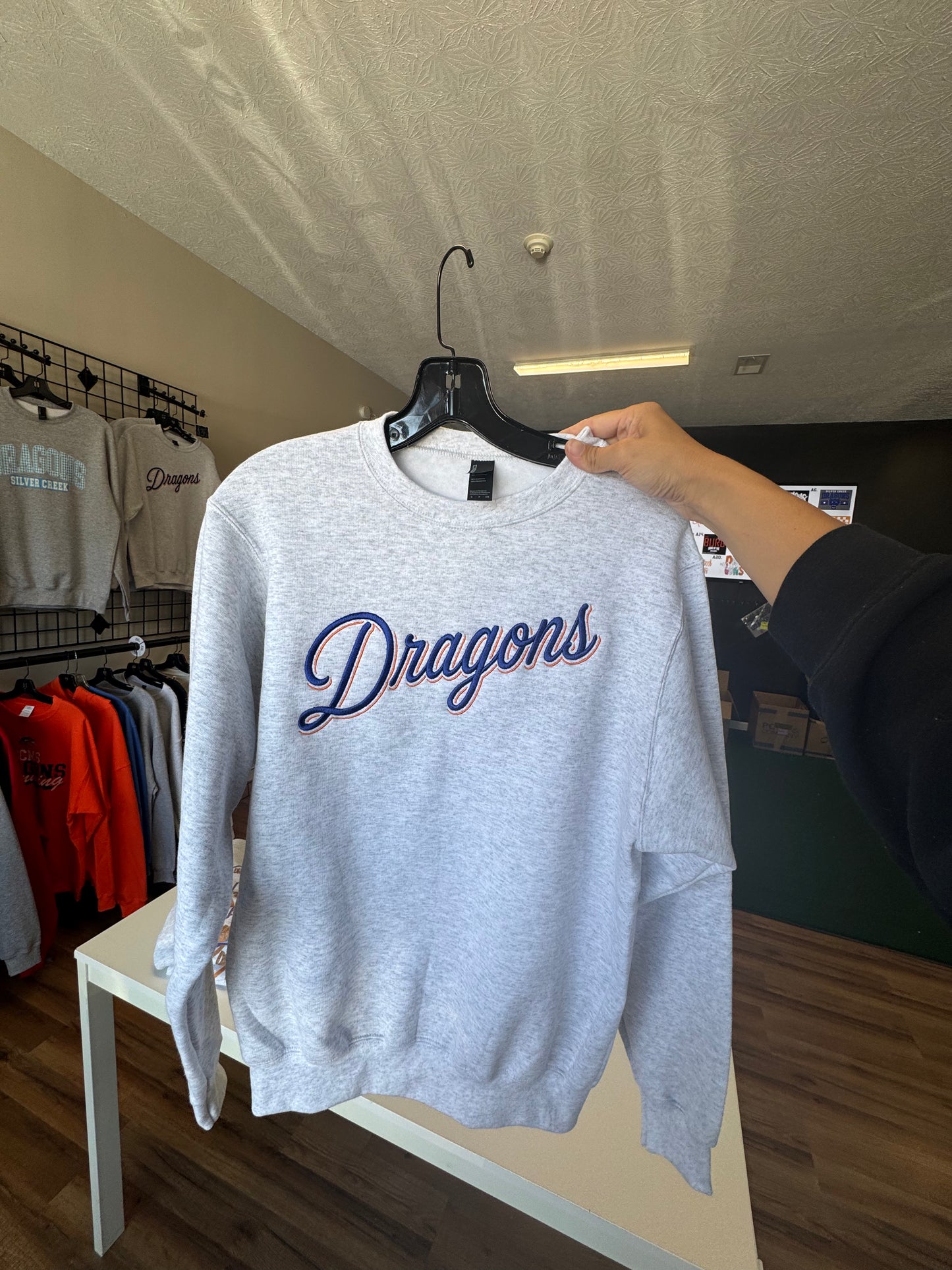 Dragons Embroidered Ash Crew