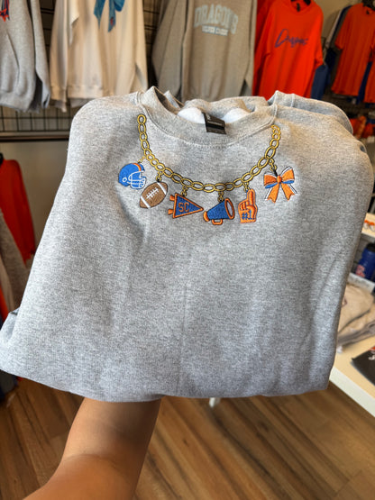 Embroidered Charm Necklace Crewneck